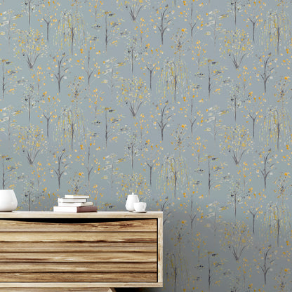 Arthouse Watercolour Tree Grey/Ochre Wallpaper