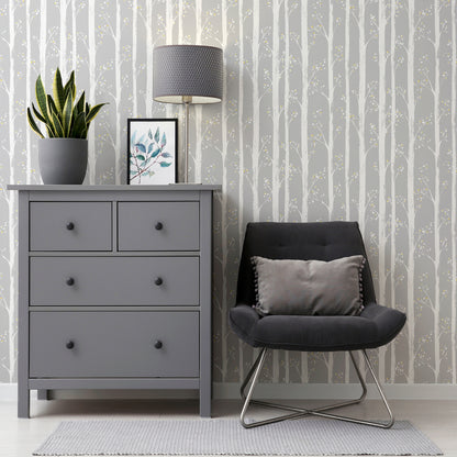 Arthouse Pretty Trees Ochre/Grey Wallpaper