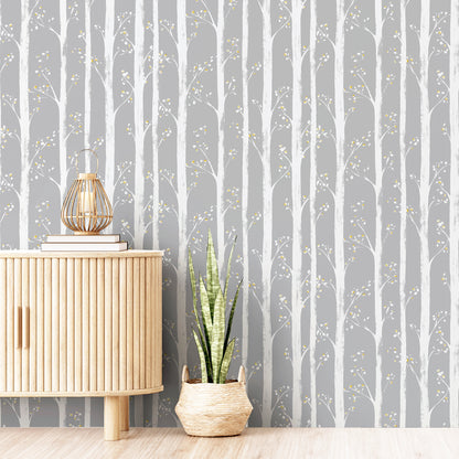 Arthouse Pretty Trees Ochre/Grey Wallpaper