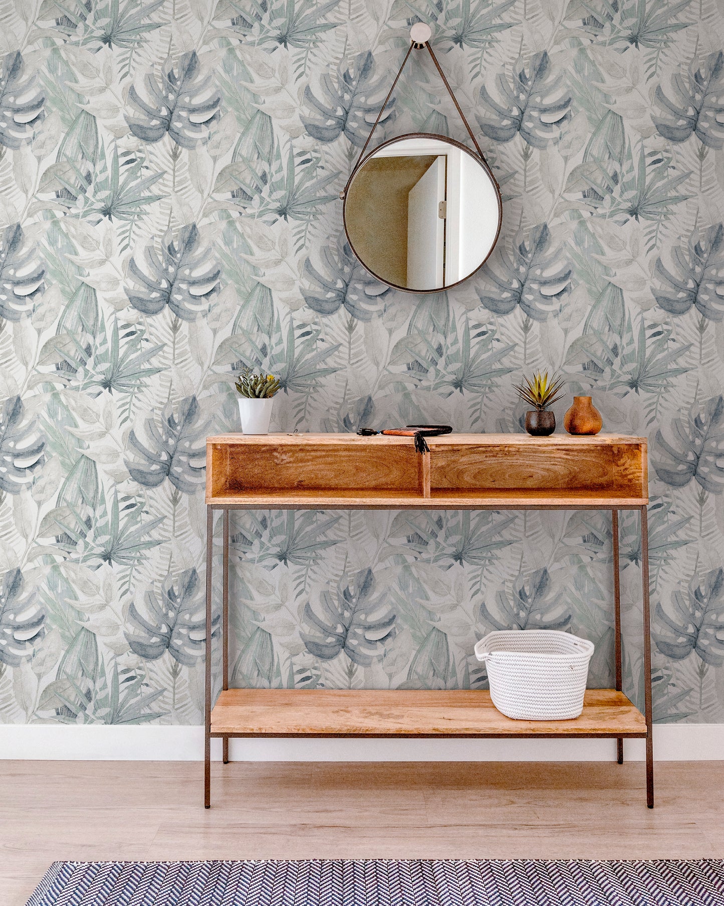 Arthouse Chalky Tropical Soft Navy Wallpaper