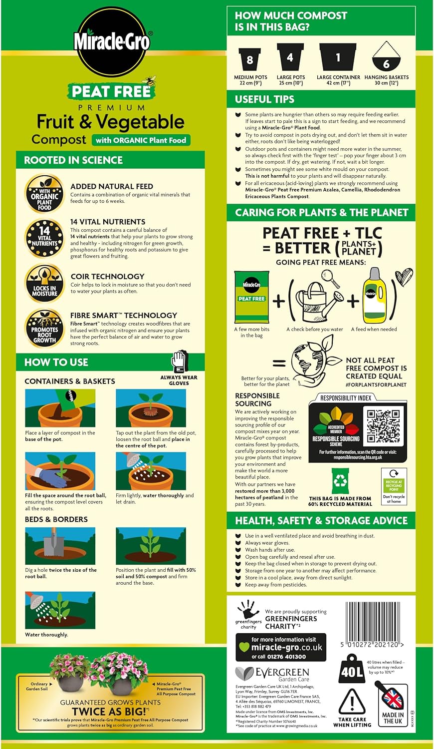 Miracle-Gro® Organic Fruit & Veg Peat Free Compost