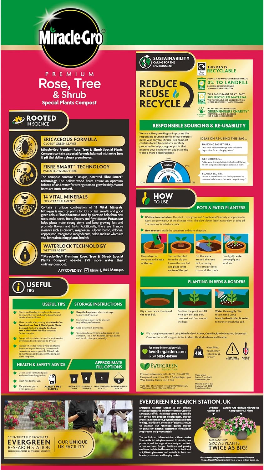Miracle-Gro® Peat Free Rose, Tree & Shrub Compost