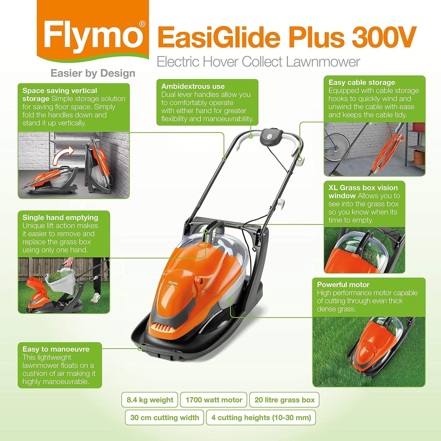 Cortacésped flotante Easiglide Plus 300v Flymo