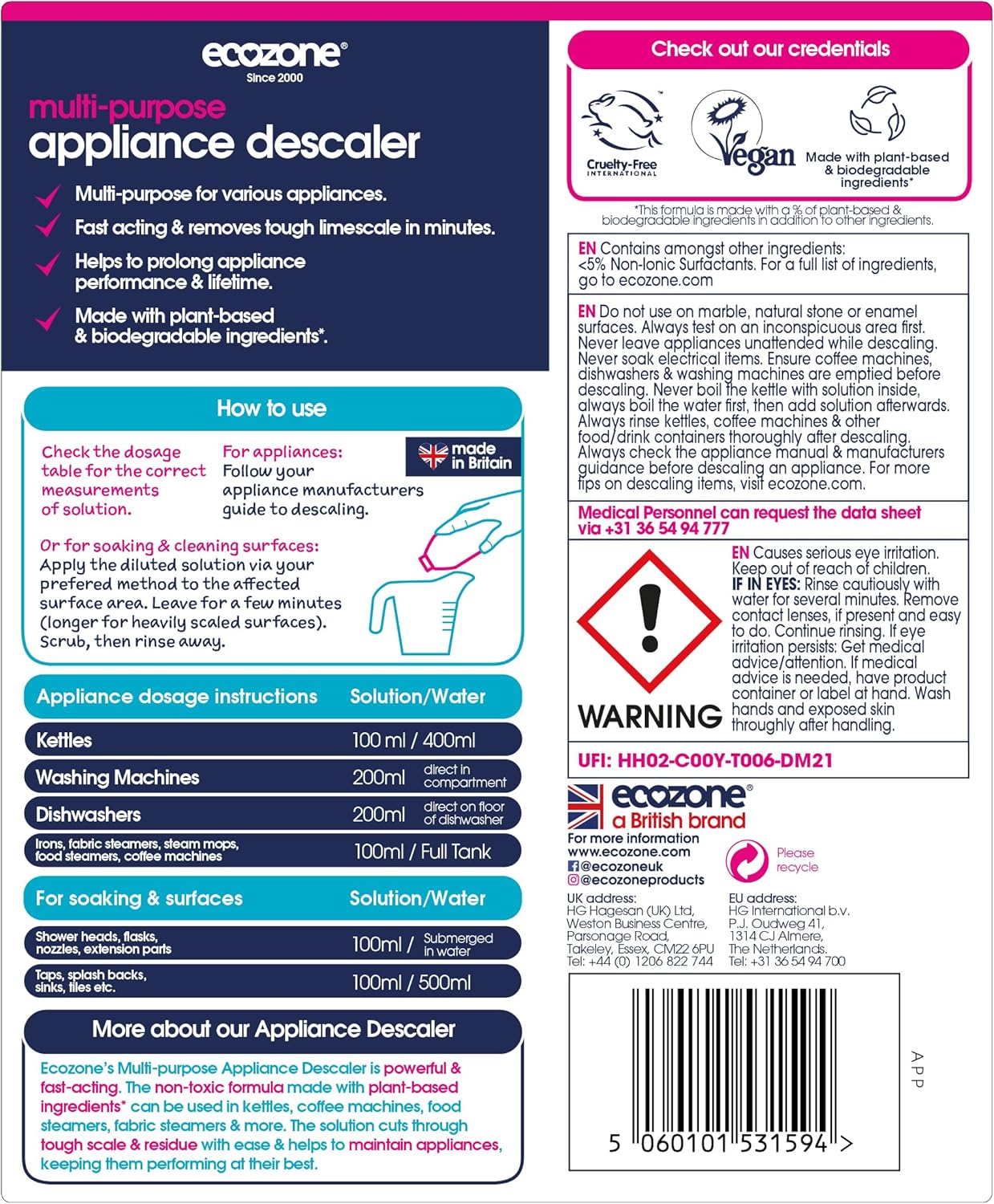 Ecozone Multi Purpose Appliance Cleaner