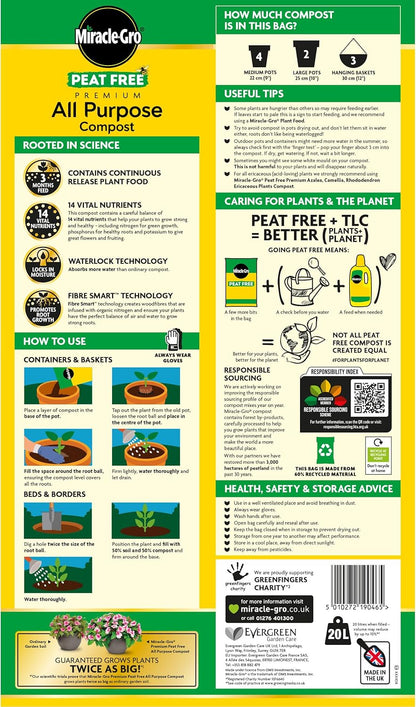 Abono premium multiuso sin turba Miracle-Gro®