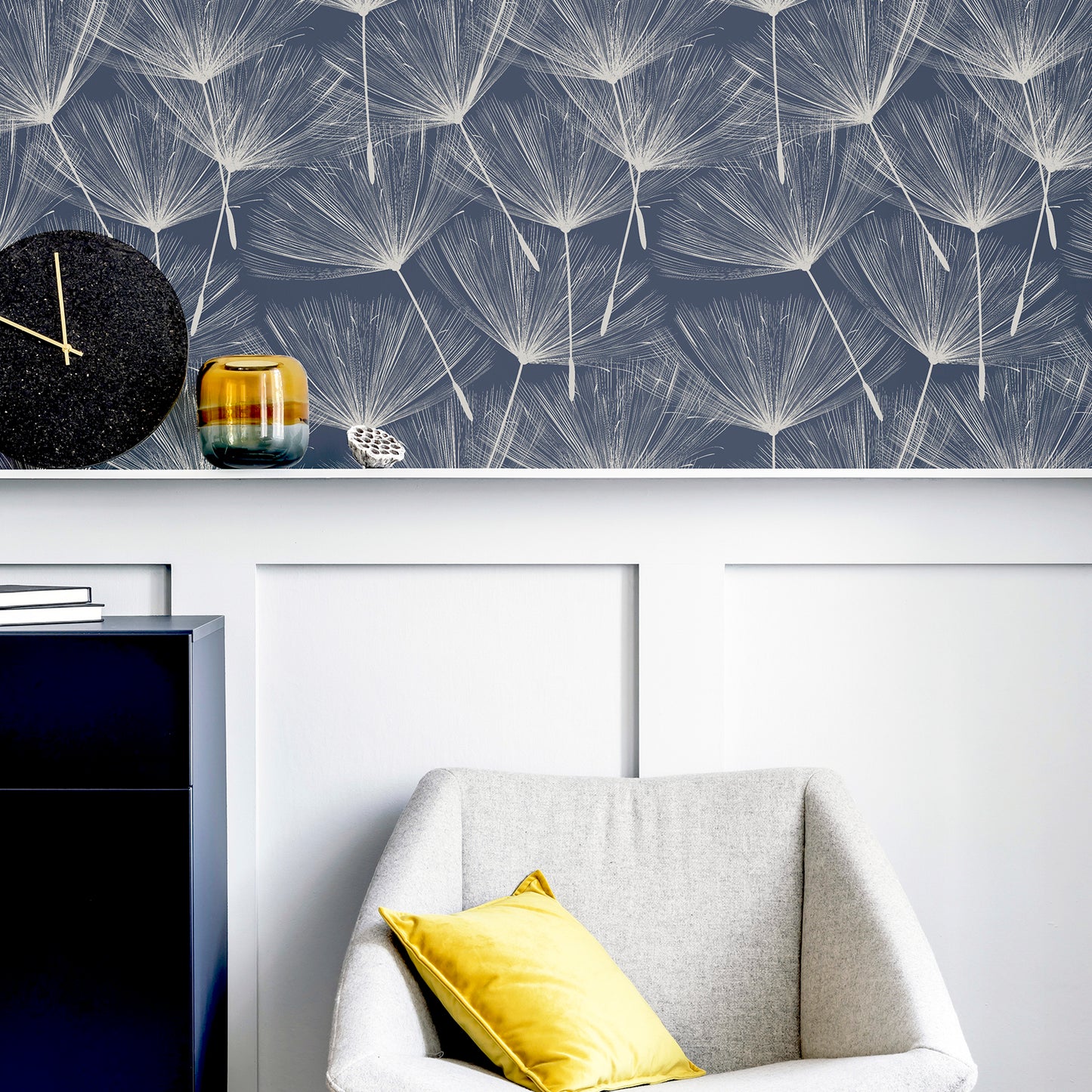 Arthouse Harmony Dandelion Navy/Silver Wallpaper