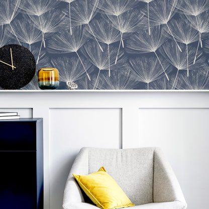 Arthouse Harmony Dandelion Navy/Silver Wallpaper