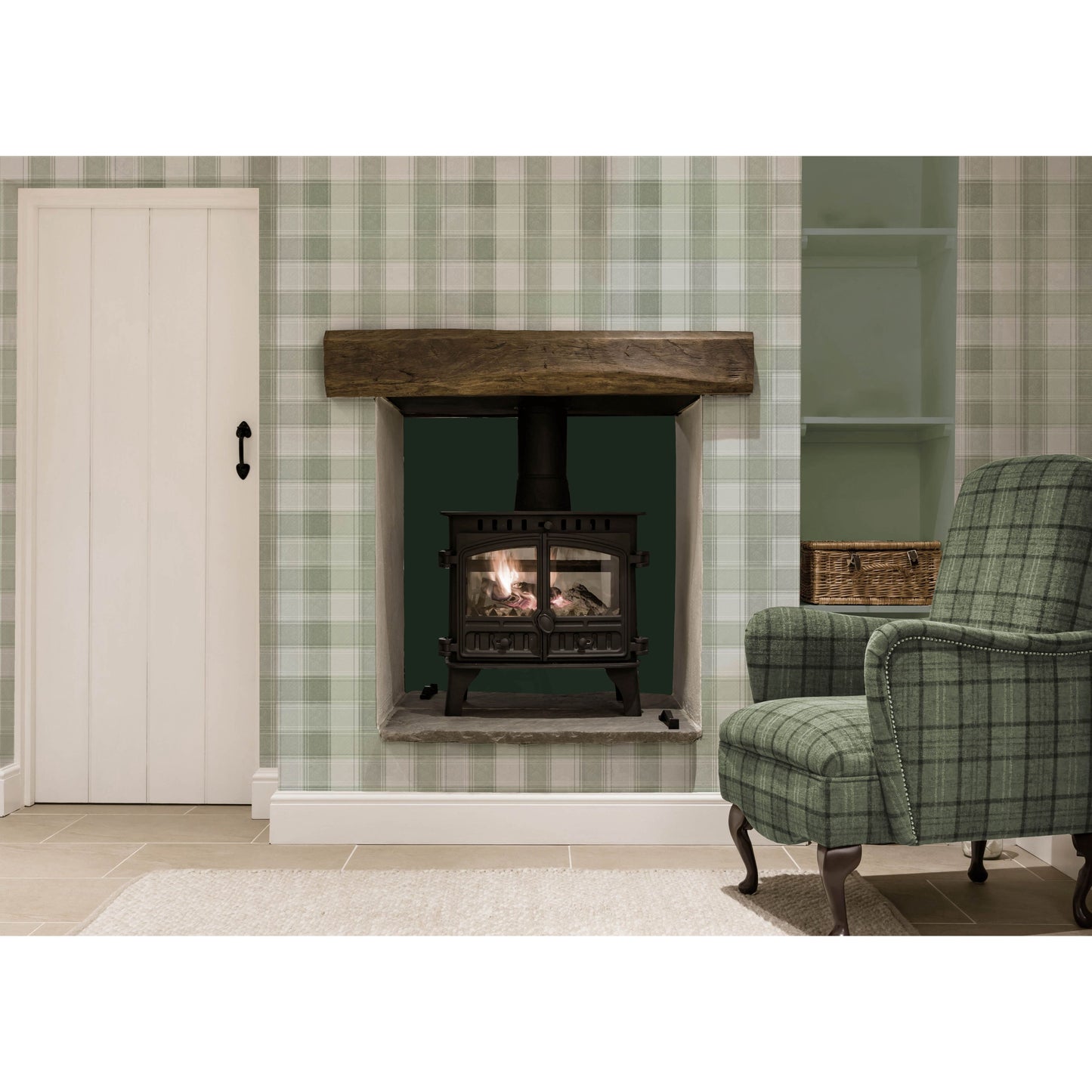 Arthouse Country Check Sage Wallpaper