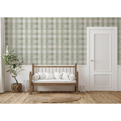 Arthouse Country Check Sage Wallpaper