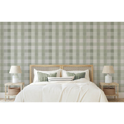 Arthouse Country Check Sage Wallpaper