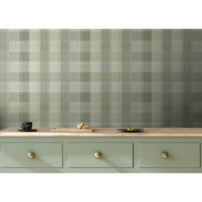 Arthouse Country Check Sage Wallpaper