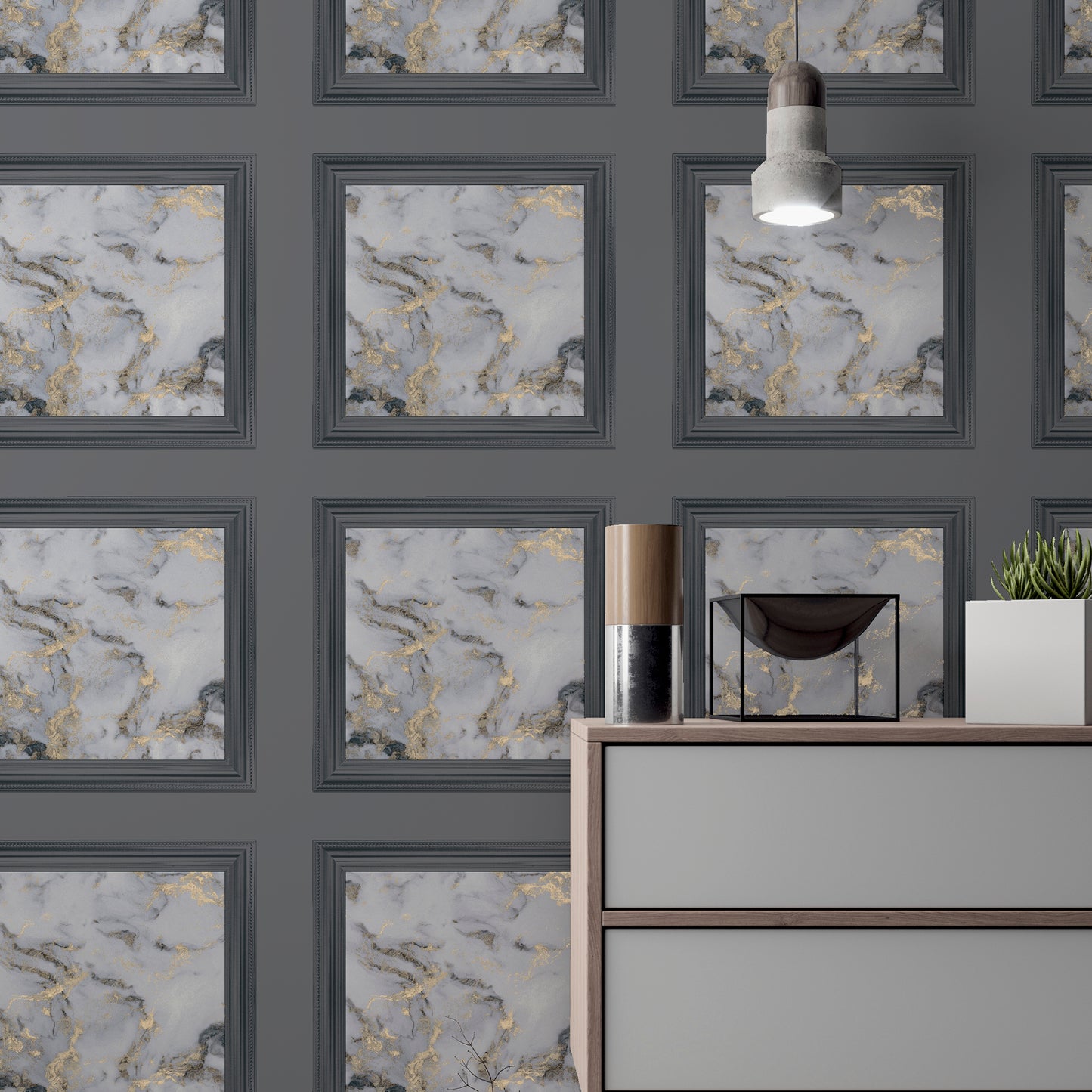 Arthouse Bahia Panel Charcoal Wallpaper