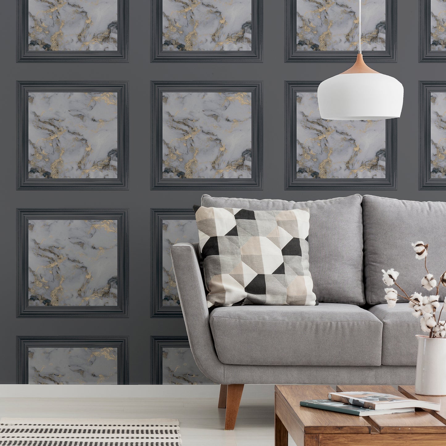 Arthouse Bahia Panel Charcoal Wallpaper