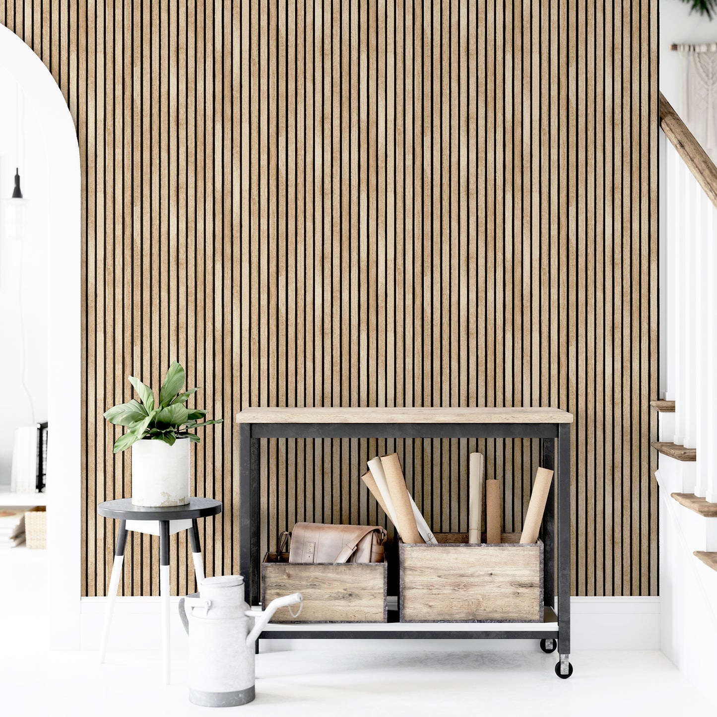 Arthouse  Wood Slats Natural Wallpaper