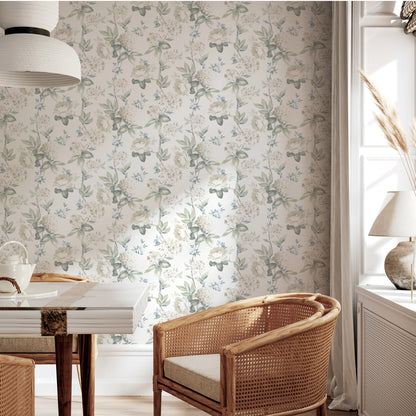 Arthouse  Keeka Floral Blue Cream Wallpaper