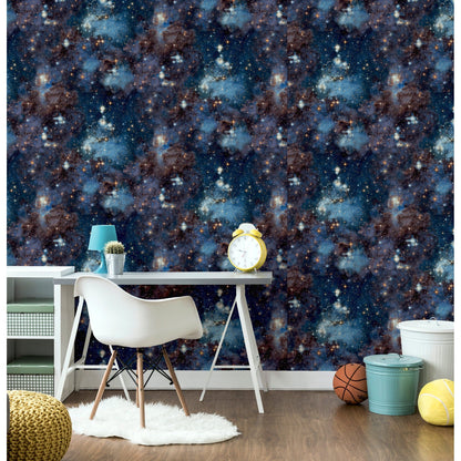 Arthouse Stardust Charcoal/Blue Wallpaper