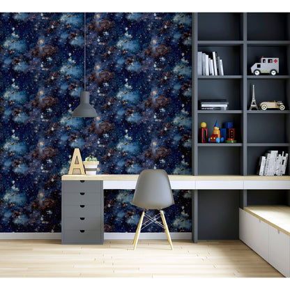 Arthouse Stardust Charcoal/Blue Wallpaper