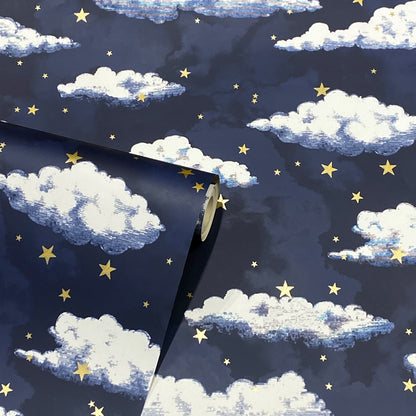 Arthouse Stars And Clouds Navy Wallpaper