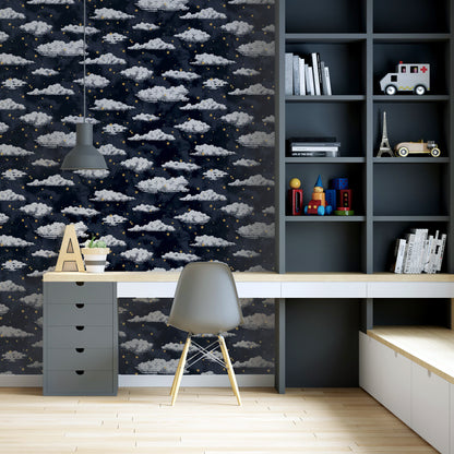 Arthouse Stars And Clouds Navy Wallpaper