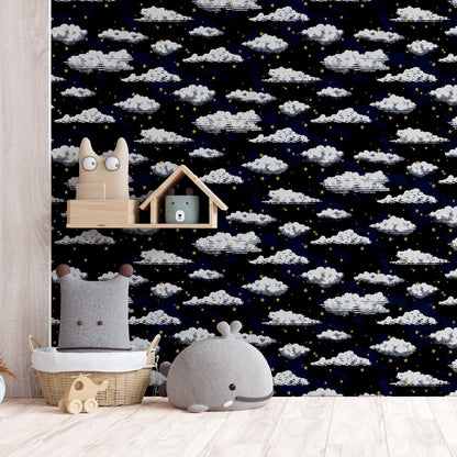 Arthouse Stars And Clouds Navy Wallpaper