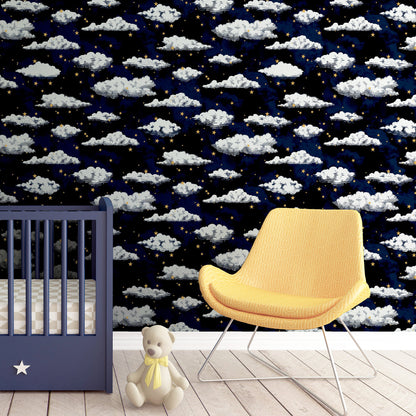 Arthouse Stars And Clouds Navy Wallpaper