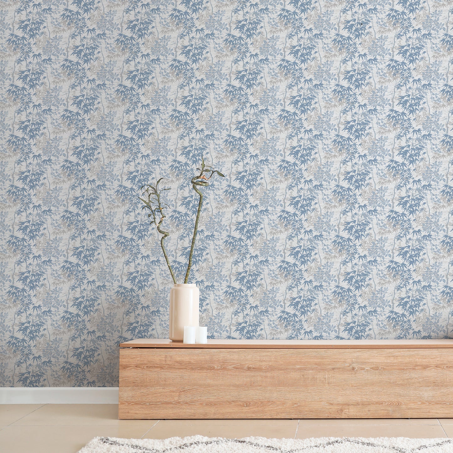 Arthouse Orient Tree Chalk Blue Grey Wallpaper