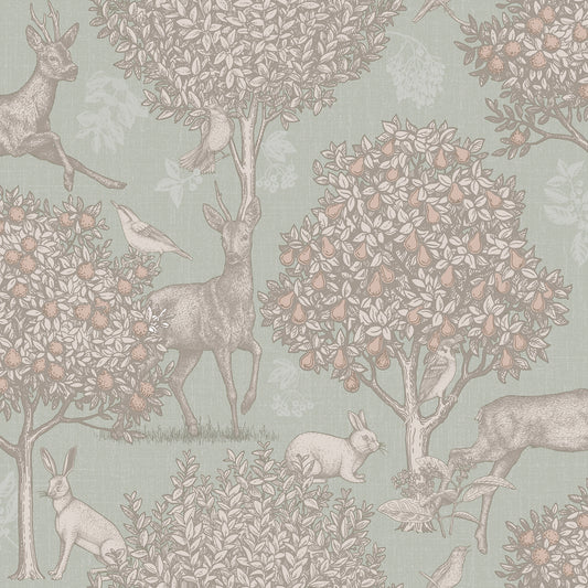 Arthouse Woodland Scene Sage Green Wallpaper