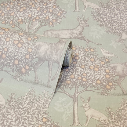 Arthouse Woodland Scene Sage Green Wallpaper