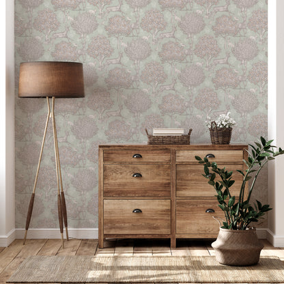 Arthouse Woodland Scene Sage Green Wallpaper