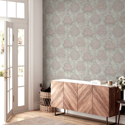 Arthouse Woodland Scene Sage Green Wallpaper