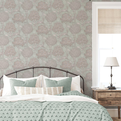 Arthouse Woodland Scene Sage Green Wallpaper