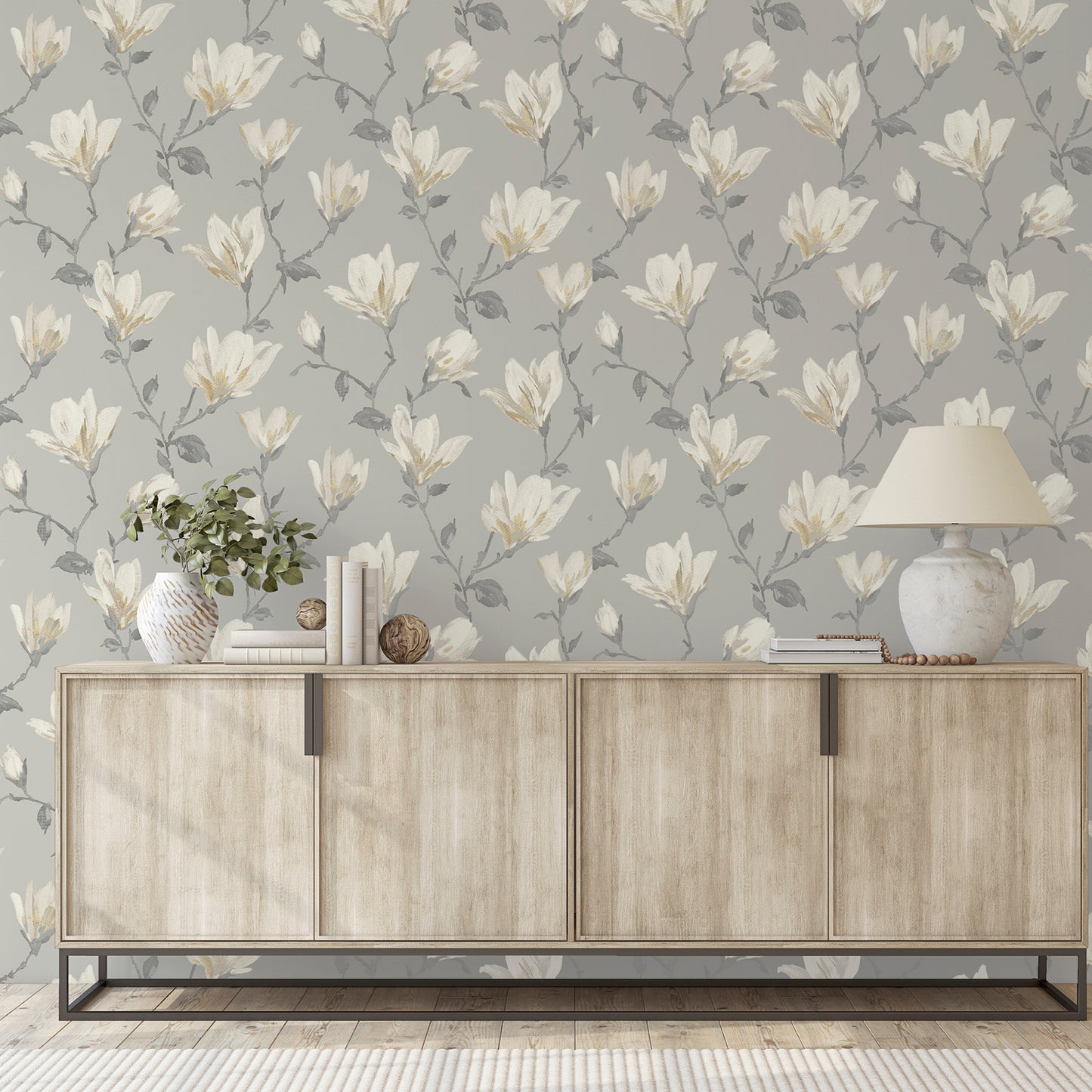 Arthouse  Lily Floral Natural Wallpaper