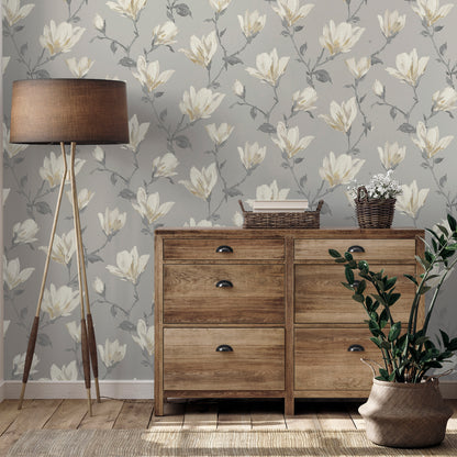 Arthouse  Lily Floral Natural Wallpaper