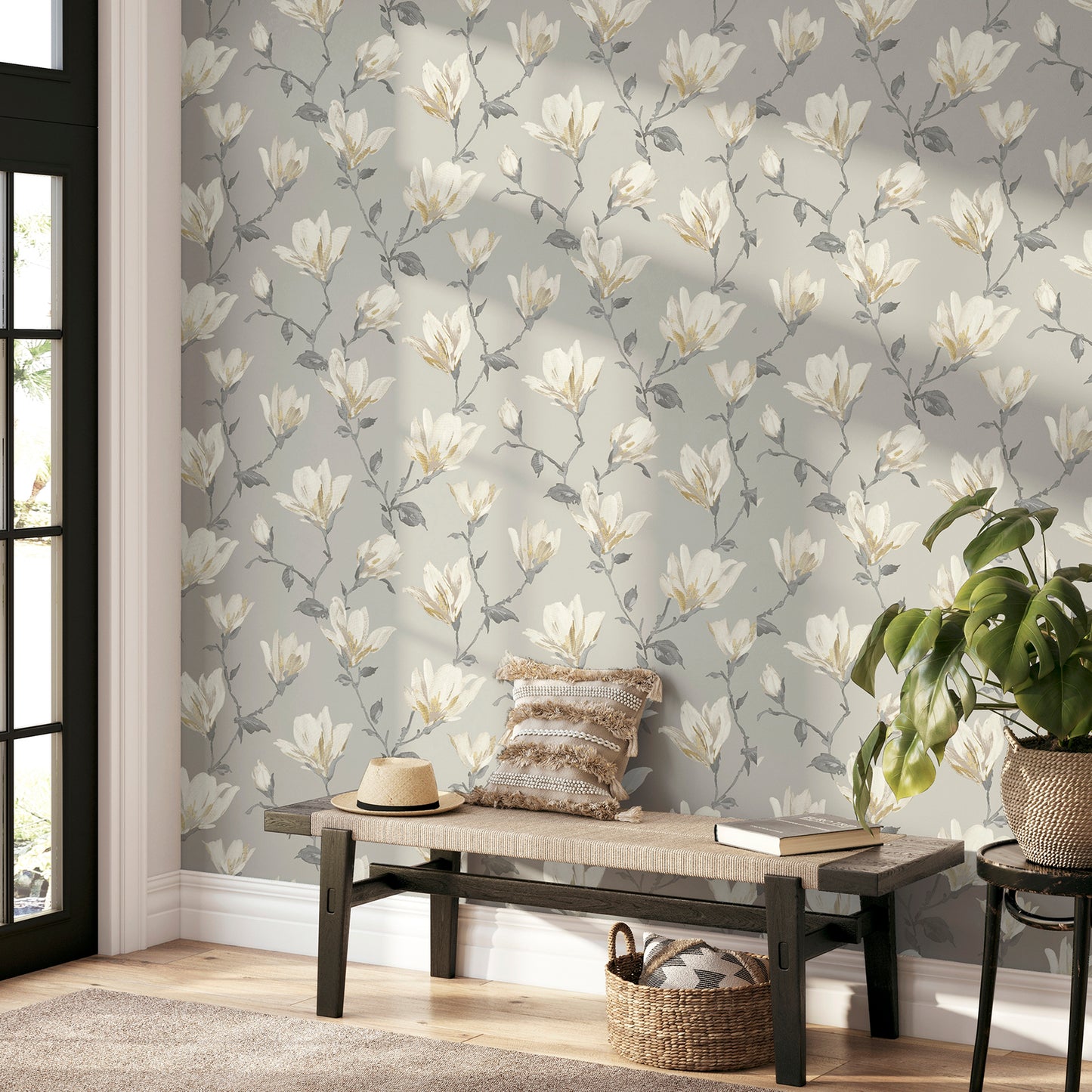 Arthouse  Lily Floral Natural Wallpaper