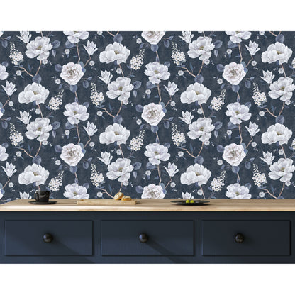 Arthouse Ashley Floral Navy Wallpaper