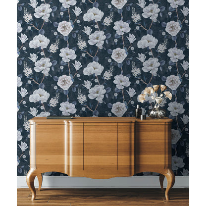 Arthouse Ashley Floral Navy Wallpaper