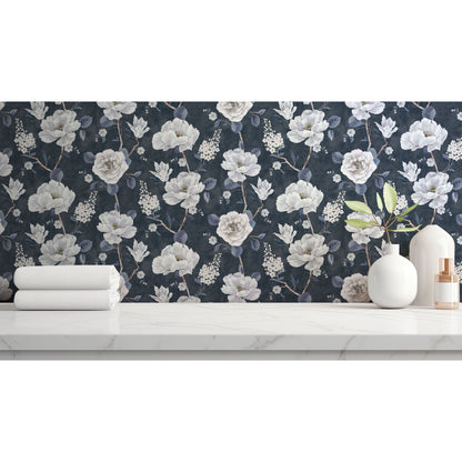 Arthouse Ashley Floral Navy Wallpaper