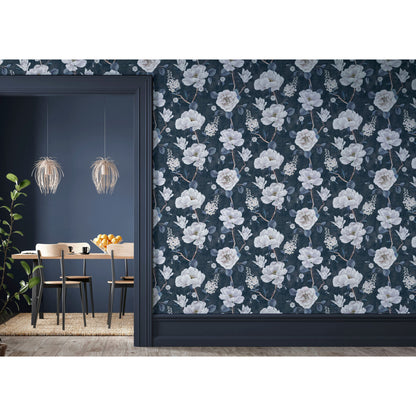 Arthouse Ashley Floral Navy Wallpaper