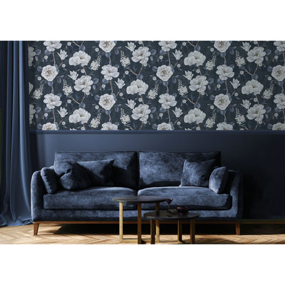 Arthouse Ashley Floral Navy Wallpaper