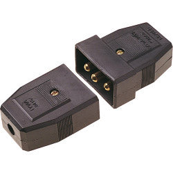 Conector Dencon de nailon de 3 pines, 5 A, preempaquetado en negro