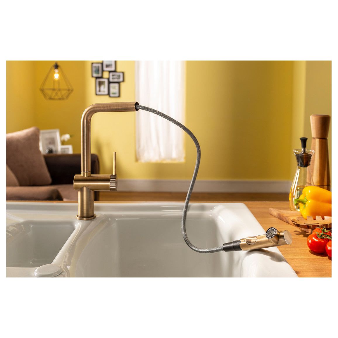 Abode Fraction Pull-Out Mixer Tap - Brushed Nickel