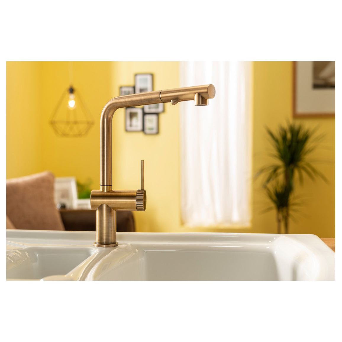 Abode Fraction Pull-Out Mixer Tap - Brushed Nickel