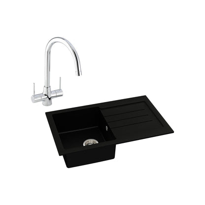 Abode Xcite 1B Inset Black Metallic Sink & Nexa Tap Pack