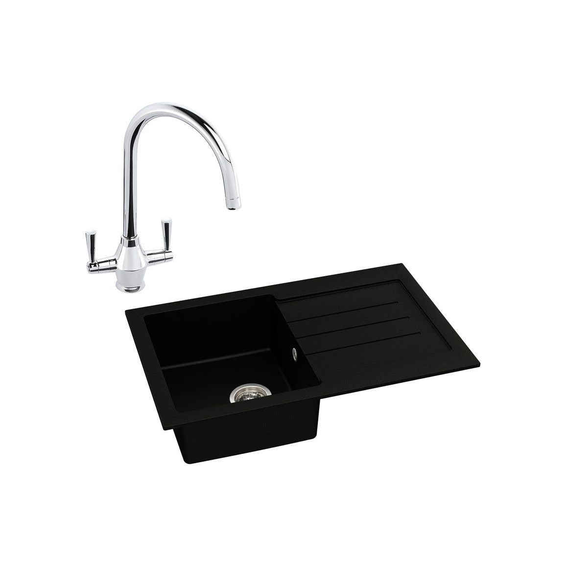 Abode Xcite 1B Inset Black Metallic Sink & Astral Tap Pack