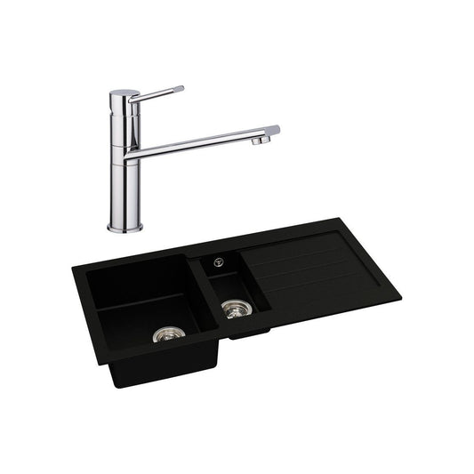 Abode Xcite 1.5B Inset Black Metallic Sink & Specto Tap Pack
