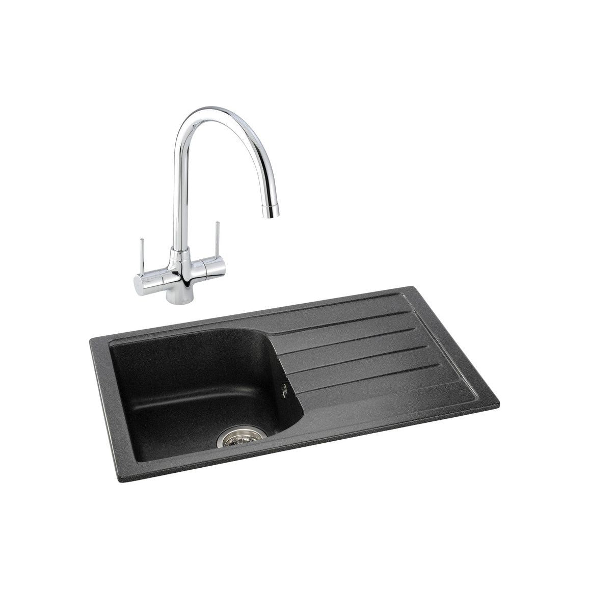 Abode Oriel 1B Inset Black Granite Sink & Nexa Tap Pack