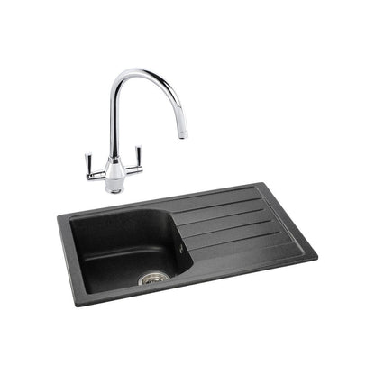 Abode Oriel 1B Inset Black Granite Sink & Astral Tap Pack