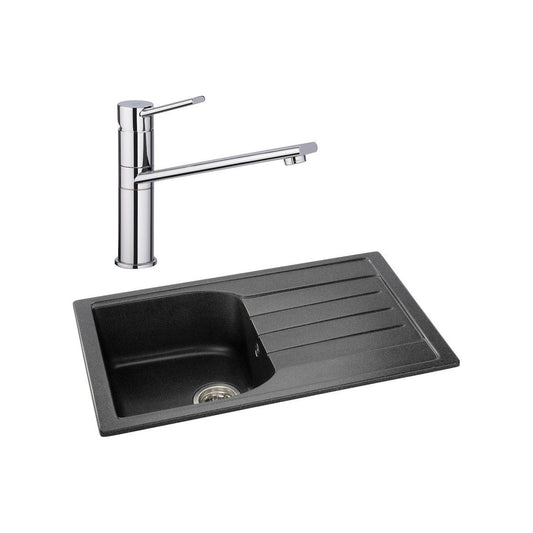 Abode Oriel 1B Inset Black Granite Sink & Specto Tap Pack