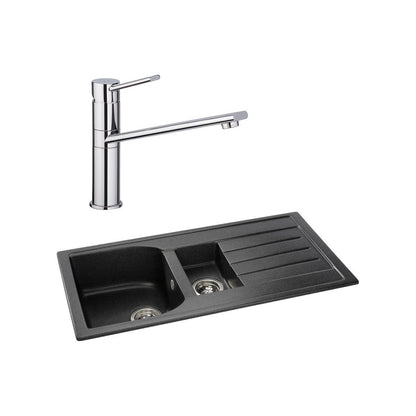 Abode Oriel 1.5B Inset Black Granite Sink & Specto Tap Pack