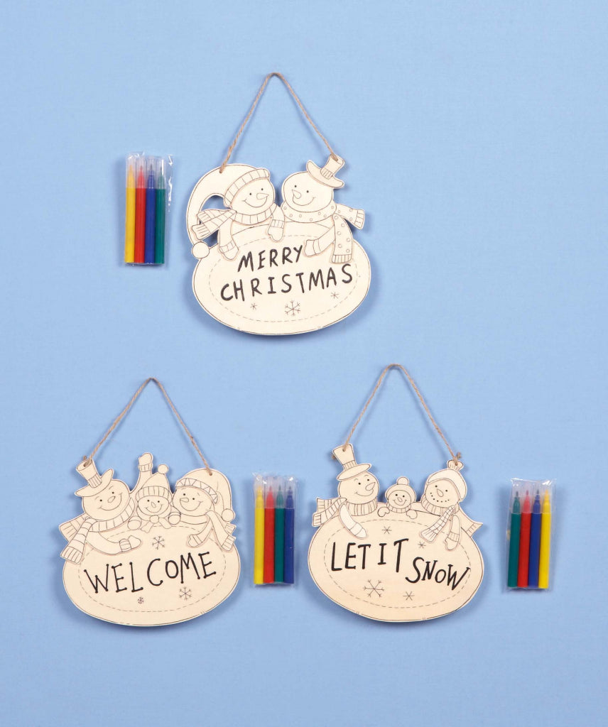 Premier Colour Your Own Hanging Snowman Plaque